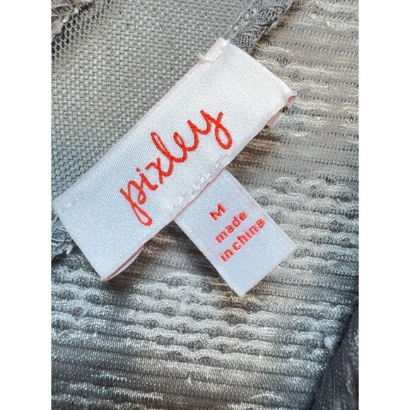 Pixley Women's Textured A-Line Midi Dress Size M Gray White Geometric Sleeveless - Picture 3 of 12